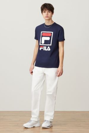 FILA Jack Tee Shirts Navy / White / Red,Mens Clothing | CA.IJOGUK716